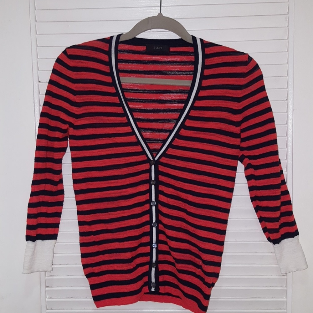 JCrew Striped Gauze Cardigan